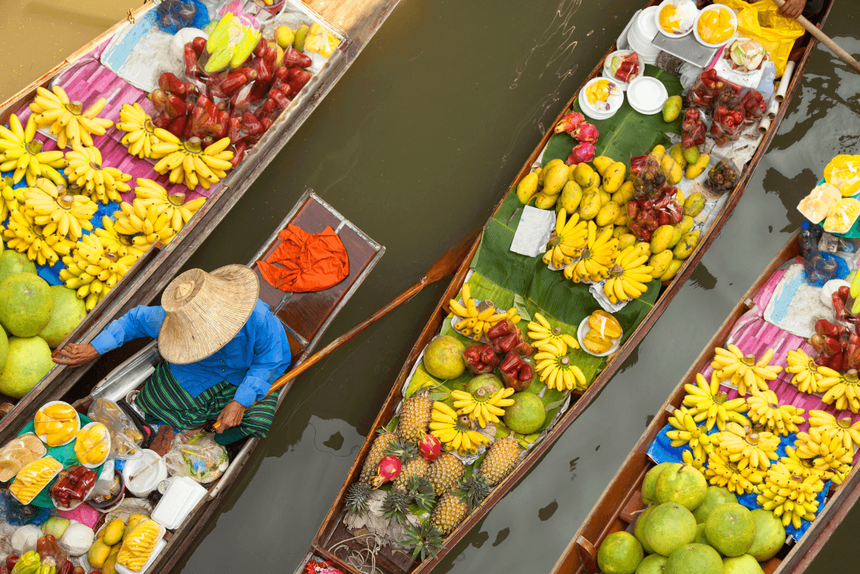 Mercado flutuante Bangkok Sudeste Asiático